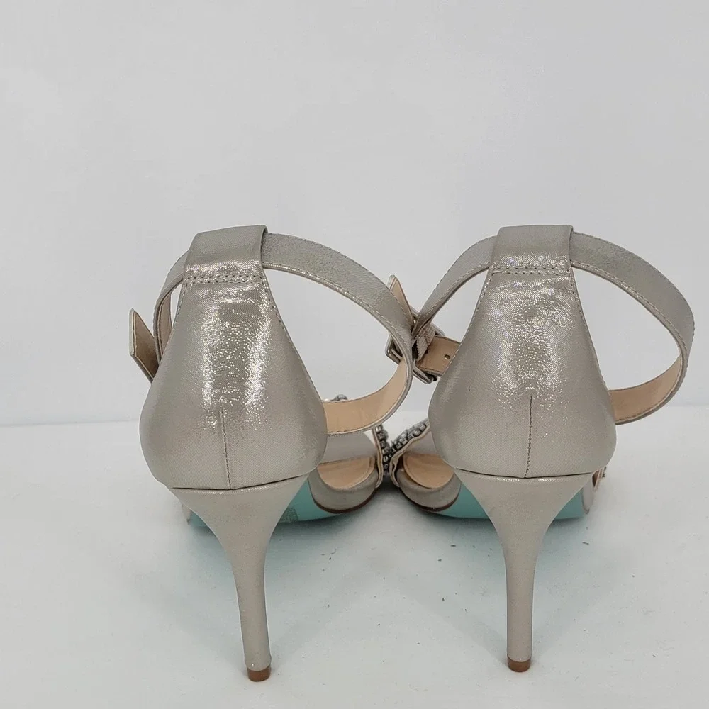 Betsey Johnson Blue SB-Gina Champagne Metallic Embellished Stiletto Heels 11M